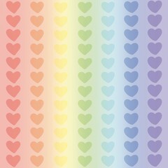 Rainbow background with rainbow hearts
