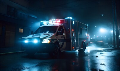 ambulance on the way, ai generative - obrazy, fototapety, plakaty