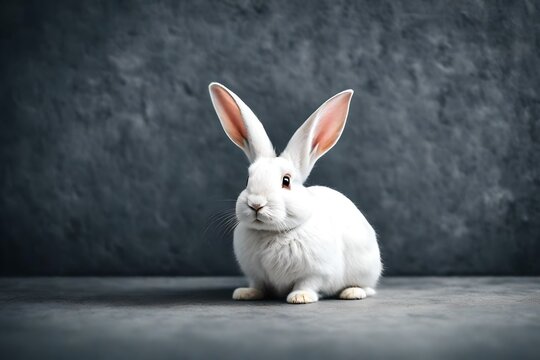 white rabbit on a black background 4k HD quality photo. 