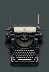 top view of a Typewriter machine with empty white paper