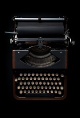 top view of a Typewriter machine with empty white paper