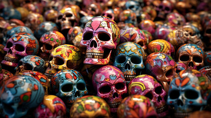 Fototapeta na wymiar Sugar skulls symbol of the Day of the Dead Día de los Muertos