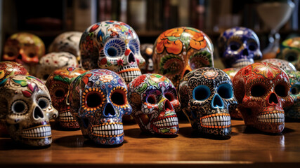 Sugar skulls symbol of the Day of the Dead Día de los Muertos