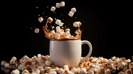Schilderijen op glas A cup of hot chocolate with marshmallows © RedFish