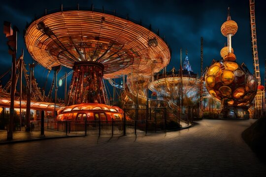 carousel in the park 4k HD quality photo. 