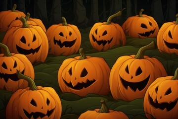 Cartoon drawing funny pumpkin jack head. Halloween holiday orange and black.