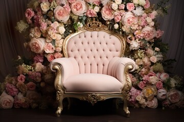 Newborn Bliss: Chair and Floral Digital Backdrop