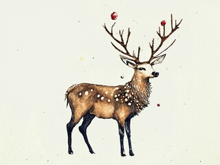 deer in the snow, draw style