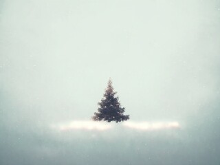 christmas background with tree, minimal design