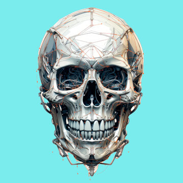 Human skull illustration. Illustration of a skull isolated. Skull anatomy drawing. Sketch skull outline. Generative ai.