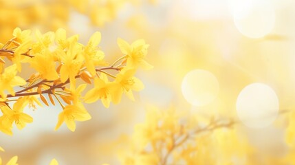 Flowering forsythia in springtime, Generative AI