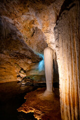 Lake Cave interior with stalactites and stalacmites, South Western Australia