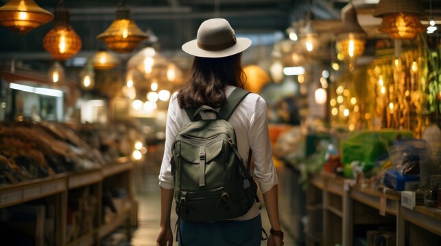 Effortlessly Chic Backpacker: Urban Life Depictions