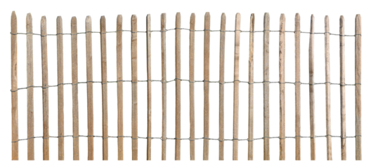 Untreated chestnut wood fence for the garden, transparency