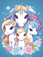 Obraz na płótnie Canvas super cute unicorns design vector
