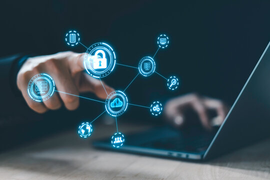 Cybersecurity and information technology security services concept. Login or sign in internet concepts...