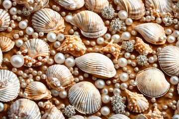 Fototapeta na wymiar seashells on the sand4k HD quality photo. 