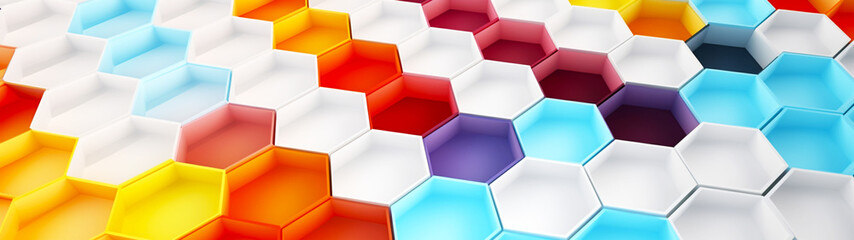 Abstract minimal business background. Modern design, rainbow hexagon pattern wallpaper. Generative AI