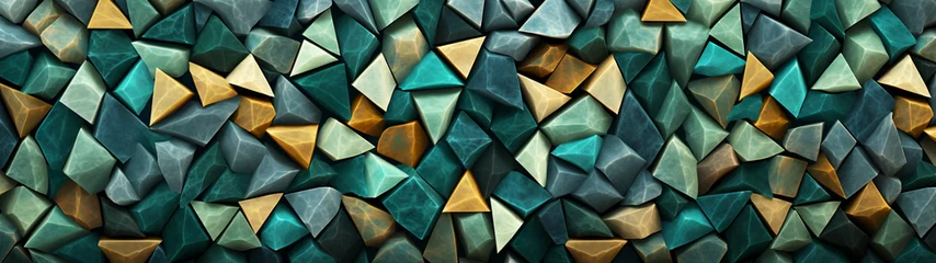 Deurstickers Abstract minimal business background or banner. Modern design with triangles pattern. Turquoise and gold wallpaper design. Generative AI © Катерина Нагірна