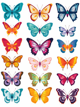 collection of butterflies beautiful colors print design