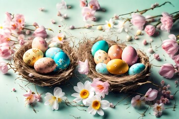 easter eggs in a basket4k HD quality photo. 