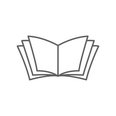 Open book outline icon. E-book, cover digital magazine, dictionary, science novel. simple pictogram for bookstore, library logo Editable stroke. vector illustration. Design
