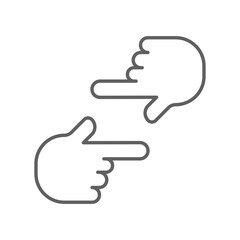 Human hands Cropping line icon. hand gesture process movie production. Film making, director's vision. photography Shot frame. Editable stroke. vector illustration. design