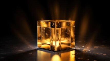 A photo-realistic cube professionally illuminated by lights.