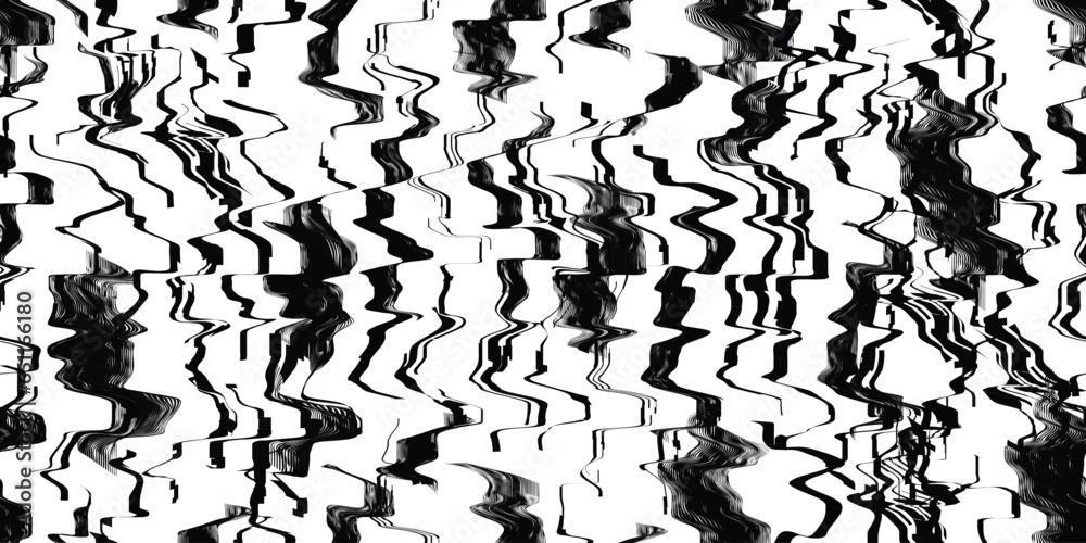 Poster Glitch distorted grungy abstract technology lines . Glitched lines seamless pattern texture. Grange shapes .Grunge textured . Vector stripes.Screen print endless pattern texture