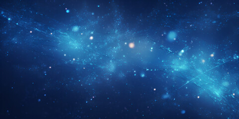 Obraz na płótnie Canvas Digital particles glitter blue and black color Night starry sky, dark blue dynamic space background with bright flickering stars. Ai Generative