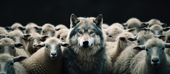 Deceptive wolf in sheep s clothing - obrazy, fototapety, plakaty