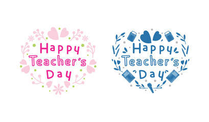 Pink and blue Happy Teacher's Day illustrations