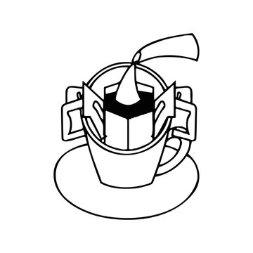 Drip Coffee Bag Brewing Illustration Drawing Sketch