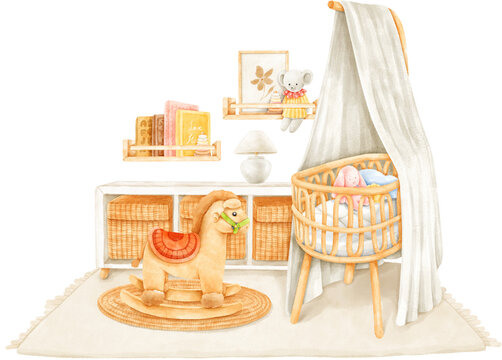 Baby Nursery Watercolor illustration