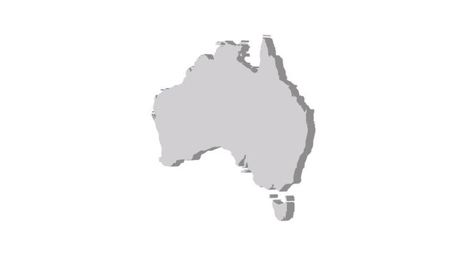 Australia map 3d grey on white background. Dynamic 4K animation motion graphics unleashed.