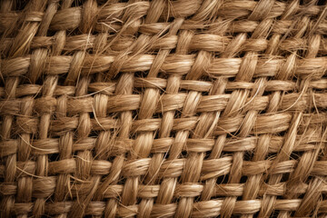 A mesmerizing close-up perspective of woven seagrass artwork, revealing intricate patterns and delicate fibers in its organic texture.