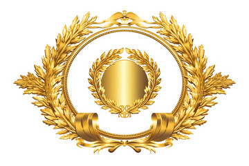 Golden emblem with a floral design, Generative AI - obrazy, fototapety, plakaty