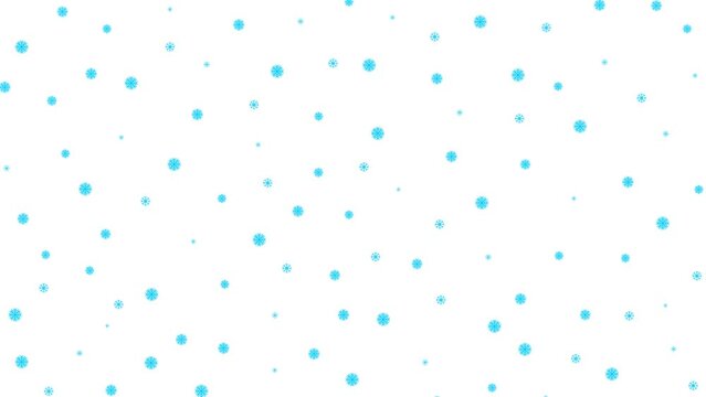 Animated Christmas blue snow background. It is snowing. Snowfall with snowflakes isolated on white background. Looped video.