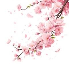 Obraz na płótnie Canvas Branch with beautiful sakura flowers and falling petals, cherry blossom