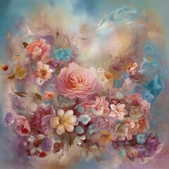 Beautiful fantasy vintage flower, digital background