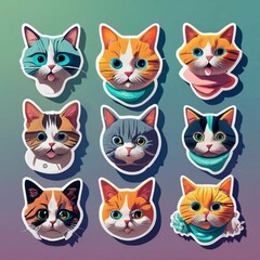 Funny Cat Stickers Set