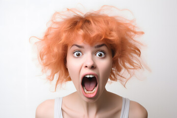 Portrait of shocked or confused woman. Facial emotion