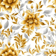 Fototapeta na wymiar Gold floral pattern bright pastel color insanely details AI Generated