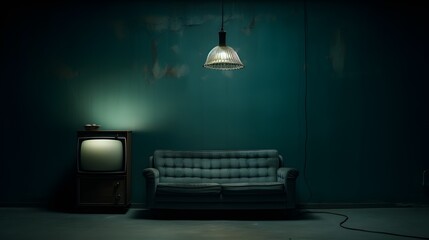 Emotive Vintage TV: Moody Light in a Dark Room