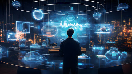 Fototapeta premium Futuristic Business and Artificial Intelligence: A Digital Reality Generative AI