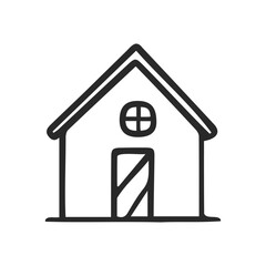 House doodle illustration, hand drawn cute home. Simple icon