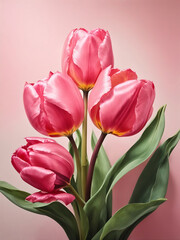 Fototapeta premium bouquet of pink tulips