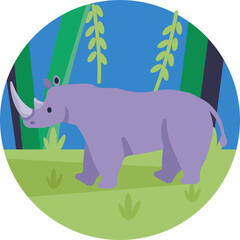 Rhino Icon - Vector Illustration: Embark on a virtual jungle safari with this vector rhinoceros icon. Perfect for travel agencies, adventure-themed designs, and educational resources.
