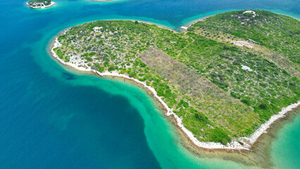 Aerial view of Galesnjak, the heart-shaped Croatian island