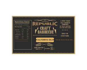 craft barbecue label design vintage style